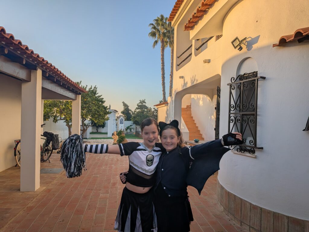 Happy halloween kids in halloween costumes in portugal