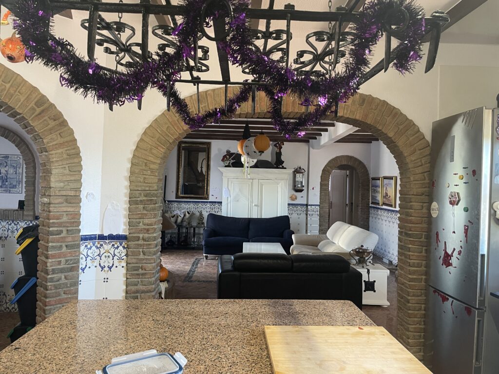 Halloween decorations in a portuguese style kitchen